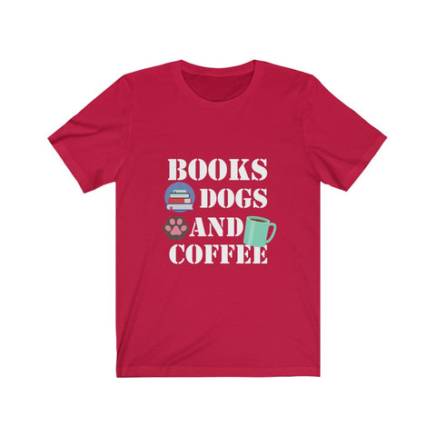 Image of Books Dogs And Coffee - Unisex Tee